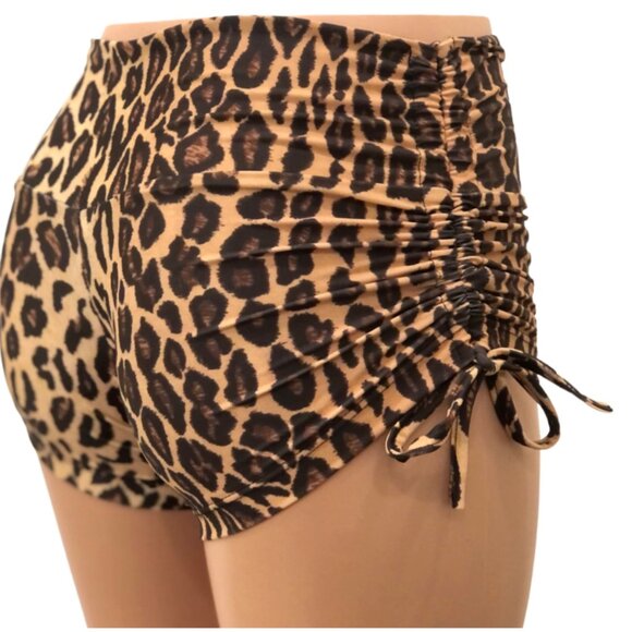 Cheetah Animal Print Hot Yoga Short Swim- High Waist Short- Made in USA NEW - Picture 6 of 8